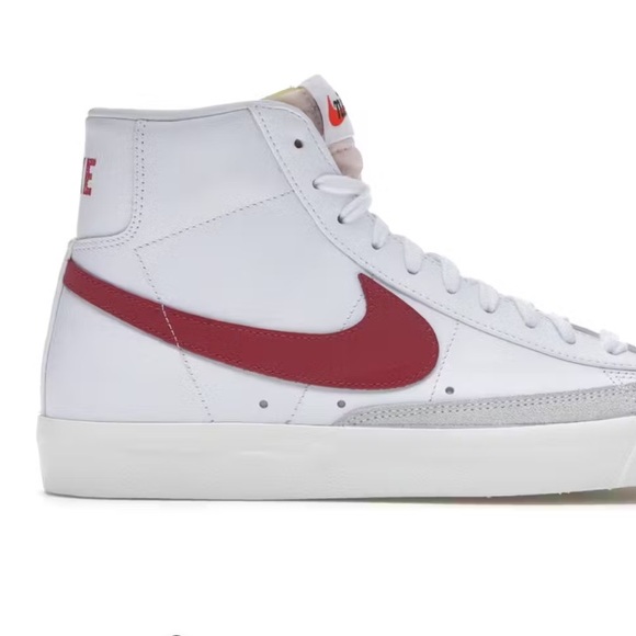 Nike Blazer Mid 77 Brick Red and White Athletic Hightop Sneakers Shoes - Picture 4 of 15
